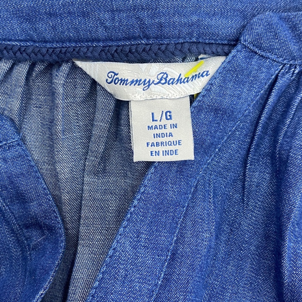 Tommy Bahama Indigo Cove Embroidered Blouse (Size L) Ptp 21”-22” - Picture 2 of 3